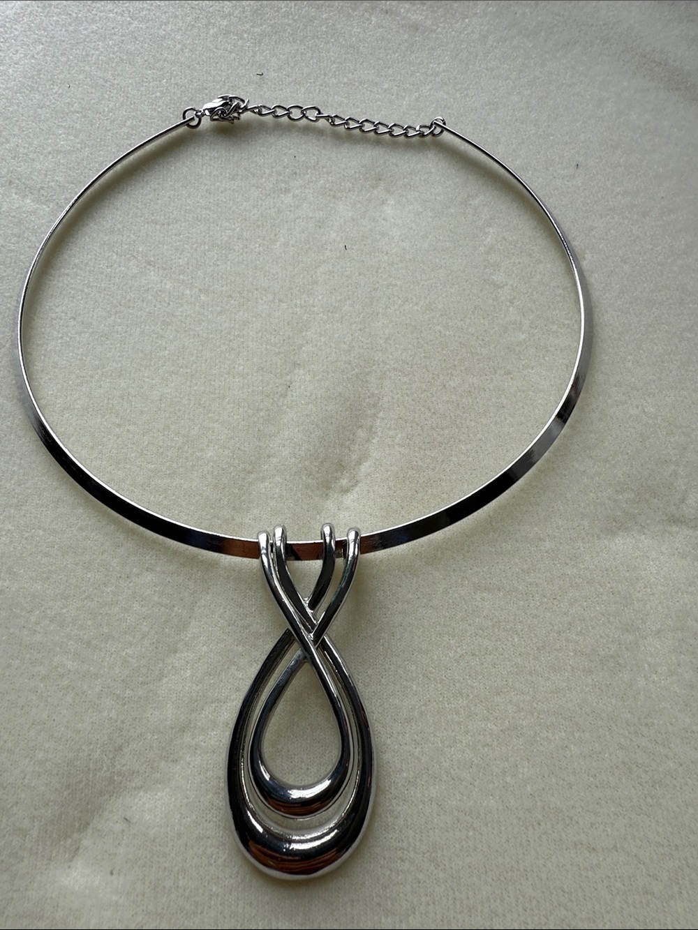 Silver-Tone Teardrop Statement Necklace - Elegant Women's Jewelry